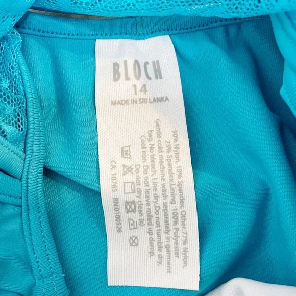 Bloch Double Strap Mesh Back Bow Leotard in Turquoise - Picture 5 of 5